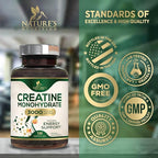 Creatine Monohydrate 3000mg Per Serving – Micronized Creatine Powder Capsules - Supports Lean Muscle, Strength, Energy, & Endurance - Nature's Supplement, Non-GMO, Bottled in USA - 120 Capsules
