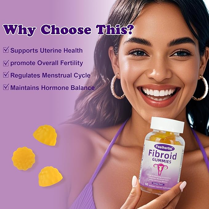 Fibroid Gummies for Shrinking Fibroids & Ovarian Cysts & PCOS, Hormone Balance Gummies Helps Women to Get Pregnant Fast, with Vitamin A, E and Minerals, 60 Count