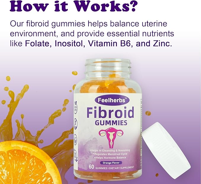 Fibroid Gummies for Shrinking Fibroids & Ovarian Cysts & PCOS, Hormone Balance Gummies Helps Women to Get Pregnant Fast, with Vitamin A, E and Minerals, 60 Count