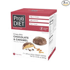 ProtiDIET Chocolate and Caramel Crispy Bites - Gluten free, Low Sugar, High Protein Healthy Snacks with Collagen for Adults to Support a Busy and Active Lifestyle - 7 Protein Bites Per Box