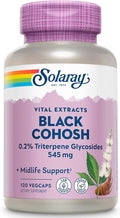 SOLARAY Black Cohosh Root Supplement for Women - Menopause Support, Vegan Capsules, Black Cohosh Herb, 545 mg per Serving, Phytoestrogen Properties, 0.2% Triterpene Glycosides - 120 Veg Cap Count