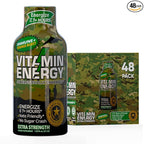 Vitamin Energy Immune+ Extra Strength Energy Shot Army Orange 48 Pack, 260mg Natural Caffeine, B-Vitamins, Citicoline, Green Tea, Immunity & Focus Support, Zero Sugar, Gluten-Free 1.93 fl oz