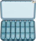 Daviky Pill Organizer 3X a Day, Weekly Pill Box 7 Day, Travel Pill Case with Large Containers, Pill Case for Vitamins, Medication, Supplements and Fish Oils