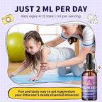 Kids Magnesium Liquid Drops-Magnesium Glycinate Liquid for Kids Supplement-w/L-theanine, Omega-3, Vitamin B6, D3 - for Sleep, Relaxation, Brain, Bones - Grape Flavor, 2 Fl Oz
