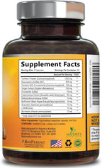 Turmeric Curcumin Supplement - 95% Curcuminoids with Glucosamine, Ginger & MSM, BioPerine Black Pepper Extract for Best Absorption, Natural Vegan Joint Support, Non-GMO, Bottled in USA - 240 Capsules