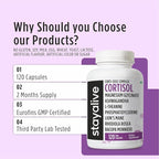 STAY ALIVE Cortisol Manager Supplement 15-in-1 Complex w/L-Theanine, Ashwagandha, Magnesium Glycinate, Phosphatidylserine and More, 120 Veg Capsules, Non-GMO & Gluten-Free Formula for Women and Men