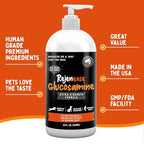 Liquid Glucosamine for Dogs with Chondroitin, MSM & Hyaluronic Acid (32oz). Hip & Joint Supplement Supports Better Mobility & Promotes New Cartilage. Eases Joint Stiffness. Rejenease, Made in USA