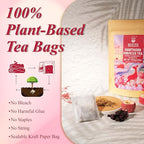 WT WEETEE Hawthorn Hibiscus Tea Bags 50 Count, Pure Made of Hibiscus, Hawthorn Berries & Leaves, Natural Caffeine-free Herbal Tea for Heart