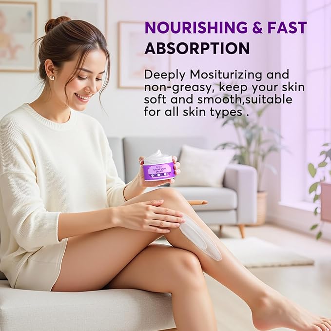 Topical Magnesium Lotion Cream for Sleep: Natural Magnesium Body Butter for Sweet Sleep/Leg Cramps/Feet/Arms/Muscle Pain Relaxation - Calm Moisturizing Day and Nightime Cream for Women and Men 4 oz
