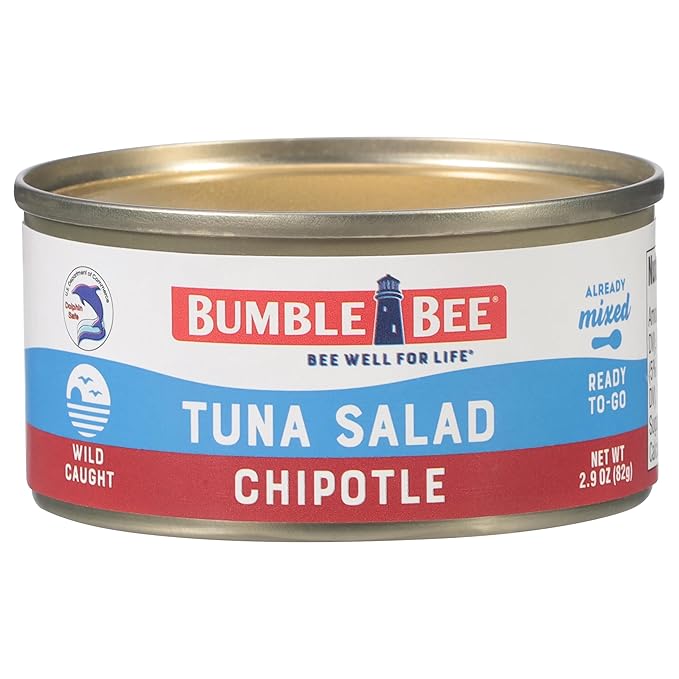 Bumble Bee Snack On The Run! Protein Snack Pack - 8g Protein per Box - Chipotle Tuna Salad with Crackers Kit - Ready to Eat Easy-Open Can - Wild Caught MSC-Certified Tuna (Pack of 12)
