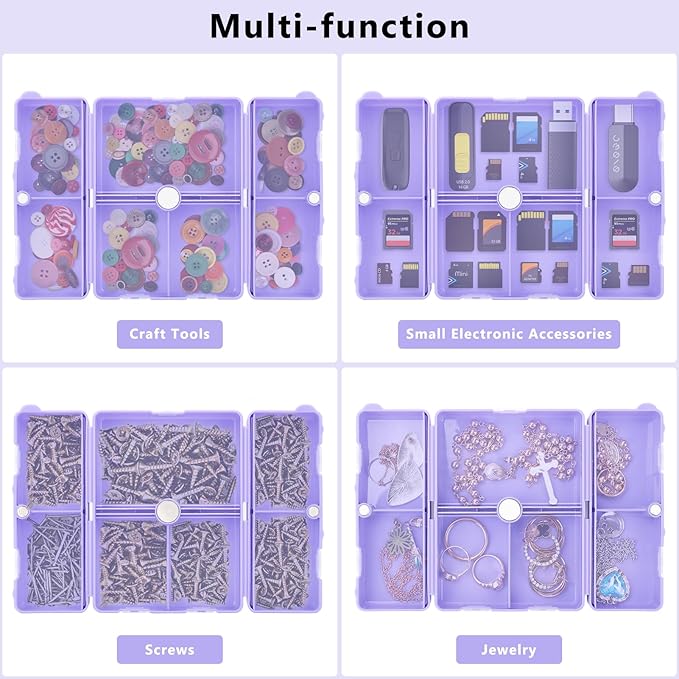FYY Daily Pill Organizer,7 Compartments Portable Pill Case Travel Pill Organizer,[Folding Design] Large Pill Box for Purse Pocket to Hold Vitamins,Cod Liver Oil,Supplements and Medication-Purple
