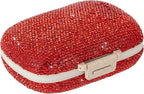 Cute Pill Organizer Small Bling Pill Case for Purse Medicine Vitamin Container Holder Daily Pill Box Container for Women Travel Medicine Kit(Red)