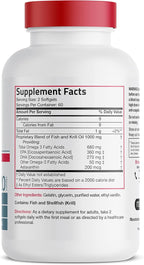 Bronson Omega-3 Fish + Krill Oil 1000 MG EPA DHA Astaxanthin Premium Blend - Joint, Brain & Eye Health - Non GMO, Heavy Metal Tested, 120 Softgels