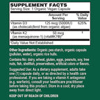 PlantFusion Organic Vegan Vitamin D3 + K2 5,000 IU, 50MCG – Vitamin D Sourced from Plant Based Lichen and Vitamin K2, for Immune Support and Bone Health - 60 Capsules