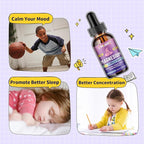 Kids Magnesium Liquid Drops-Magnesium Glycinate Liquid for Kids Supplement-w/L-theanine, Omega-3, Vitamin B6, D3 - for Sleep, Relaxation, Brain, Bones - Lemon Flavor, 4 Fl Oz