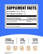 BulkSupplements.com Coenzyme Q10 Powder - Coenzyme Q10 200mg Supplement, Nutritional Supplement - Gluten Free, 200mg per Serving, 25g (0.88 oz) (Pack of 1)