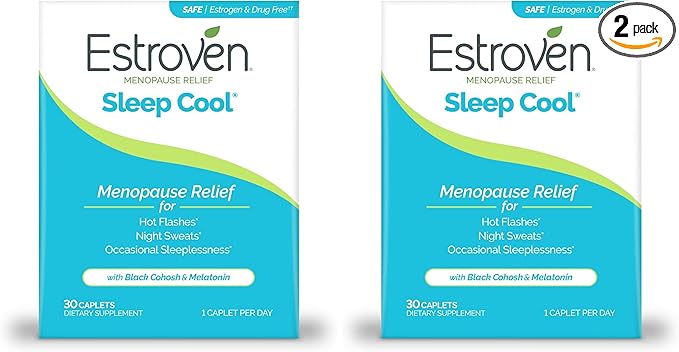 Estroven Sleep Cool for Menopause Relief, 30 Ct, Sleep Support Supplement With Clinically Proven Ingredients to Relieve Menopause Symptoms plus Night Sweats & Hot Flash Relief, Drug-Free & Gluten-Free