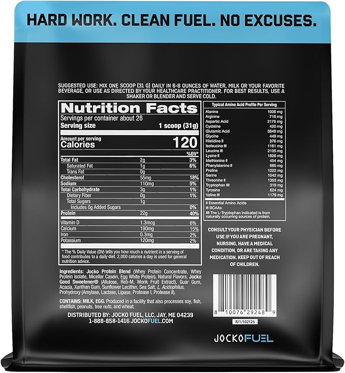Jocko Fuel Whey Protein Powder, Fruity Cereal, 22g Protein, Digestive Enzymes + Probiotic Blend, No Sugar Added, with Essential Amino Acids + Electrolyte Minerals, 26 Servings