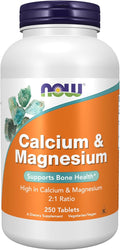 NOW Foods Supplements, Calcium & Magnesium 2:1 Ratio, High Potency, Supports Bone Health*, 250 Tablets