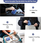 Foldable Weekly Pill Organizer 2 Times a Day with 2 Extra Compartments (Clear Printed Labels) - 7 Day AM PM Medicine Box, Week Daily Travel Pill Case Holder for Vitamin, Supplement - Clear Blue