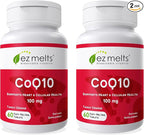EZ Melts Coq10 - Antioxidant Supplement for Heart, Immune & Energy Support - No Artificial Flavors - Non-GMO & Vegan - Tangy Orange - 120 Dissolvable Tablets (120 Servings)
