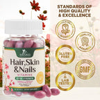 Hair, Skin & Nails Vitamins - Biotin 5000mcg Per Serving - Extra Strength Hair Growth Support For Women with Collagen, Argan Oil - Beautiful Skin, Hair & Nails Supplement - USA Bottled - 60 Softgels