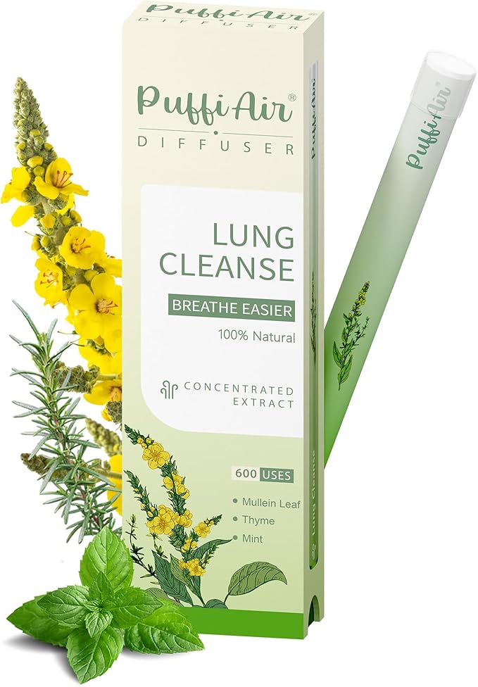 Herbal Diffuser Pen, Detox Diffuser with Mullein, Thyme & Mint for Better Breathing, All Natural Swap - Up to 600 Uses (Varies by Usage), 1 Diffuser, 1 Pack