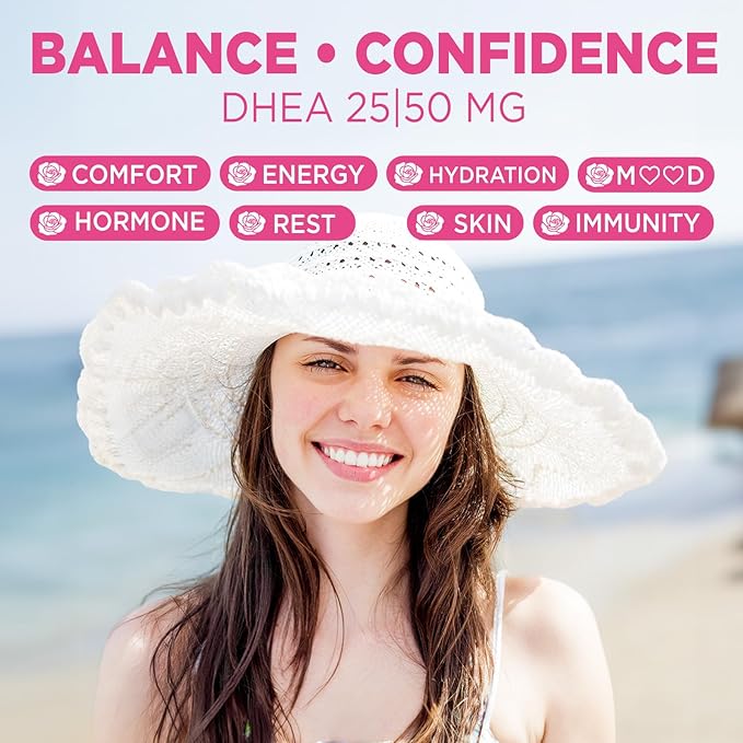 DHEA Supplement for Women, DHEA 50mg with Omega Fatty Acids, Magnesium & Antioxidant Blend, Supports Hormone Balance, Healthy Aging, Immunity & Energy, DHEA 25 mg per Gummy, Non-GMO, Sugar Free, 60ct