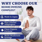 Japanese Reishi Mushroom Complex Supplement 1500mg - Reishi,Chaga,Cordyceps,Lion's Mane,Maitake,Agaricus Mushrooms Extract & 3 Herb,Organic Mushroom Capsules for Immune,Brain,Energy (Pack of 1)