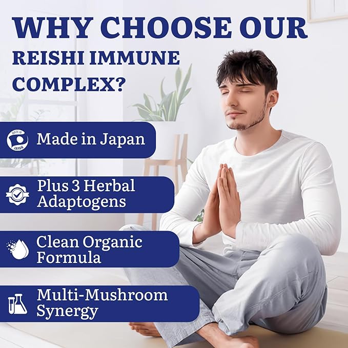 Japanese Reishi Mushroom Complex Supplement 1500mg - Reishi,Chaga,Cordyceps,Lion's Mane,Maitake,Agaricus Mushrooms Extract & 3 Herb,Organic Mushroom Capsules for Immune,Brain (Pack of 2)