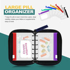 Timueetech A7 Waterproof Pill Organizer with 7 PCS L Size Zippered Pill Pouches for A7 Binder, Large BPA-Free Weekly Medicine Organizer, Color-Coded Reusable Travel Pill Storage System