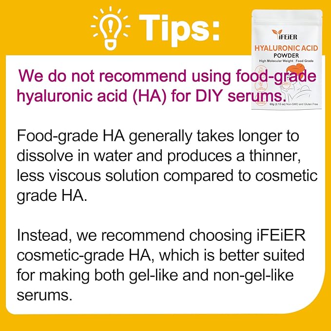 Pure Hyaluronic Acid Powder | Food Grade Hyaluronic Acid Supplements | 60g(2.12oz) | HMW LMW High Molecular Weight Hyaluronic Acid Powder| Skin Hydration and Joint Lubrication