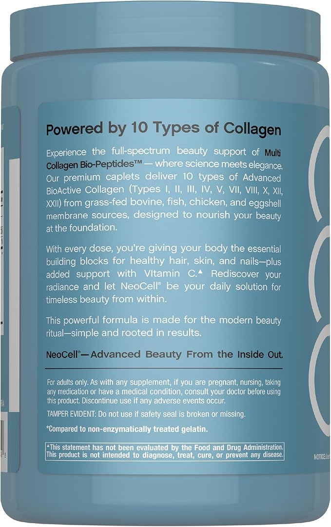 NeoCell Multi Collagen Peptides Pills | 360 Caplets | Superior Absorption | Types I, II, III IV, VIII, X, XII, XXII | for Women and Men