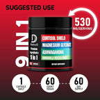 9in1 Cortisol Shield - Magnesium Glycinate & Ashwagandha with Rhodiola, Phosphatidylserine, Passion Flower, L-Theanine, Apigenin, Licorice, Magnolia - Rest Well & Mood Balance - 60 Count