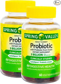 Probiotics Women and Men – 60 Vegetarian Gummies, 3 Billion CFU with Inulin, Digestive Health Supplement, Assorted Peach Strawberry Mixed Berry Flavors (Pack of 2)