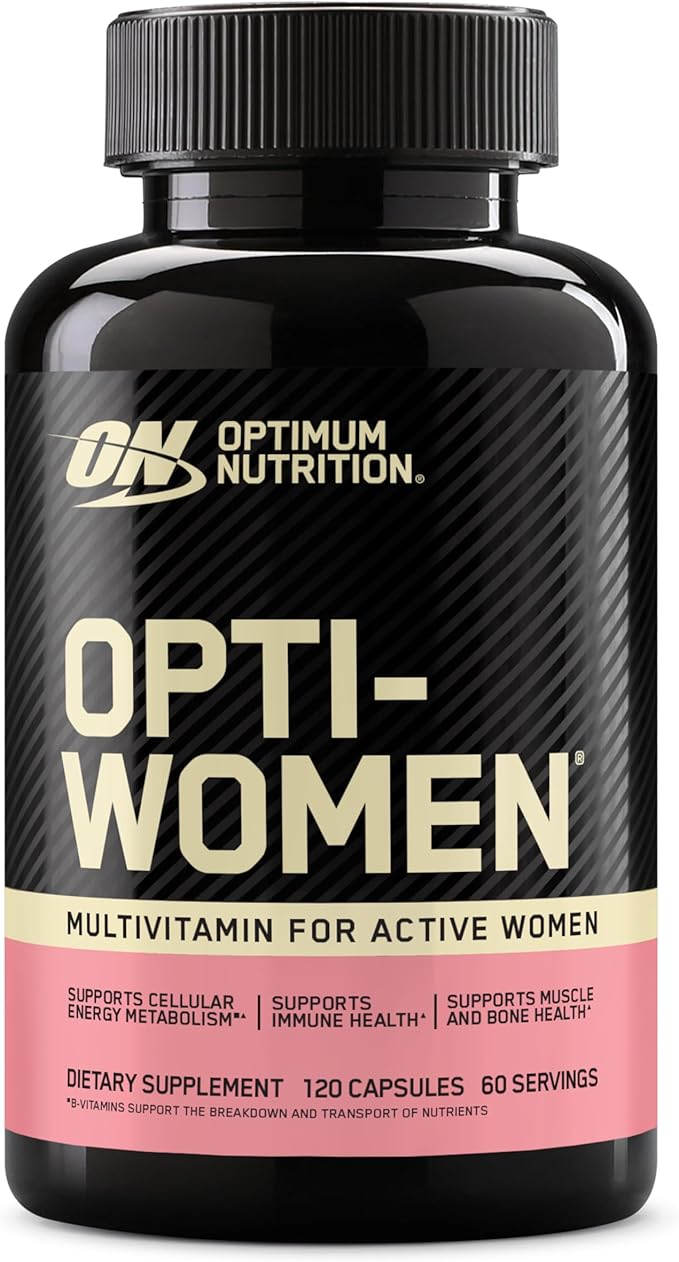 Optimum Nutrition Opti-Women, Vitamin C, Zinc and Vitamin D for Immune Support Womens Daily Multivitamin Supplement with Iron, Capsules, 120 Count