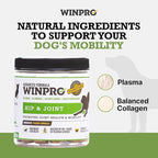 WINPRO Hip & Joint Supplement for Dogs - Plasma Powered Soft Chews for Joint Health & Mobility – Fast-Acting with Collagen & Natural Ingredients for Dogs of All Breeds – 60 Chews