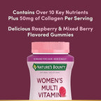Nature's Bounty Optimal Solutions Women's Multivitamin, Immune and Cellular Energy Support, Bone Health, Raspberry Flavor, 80 Gummies, 40 Total Servings