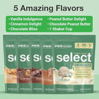 PEScience Select Vegan Protein Powder, Plant Based Protein Powder, Amazing Taste, Smooth Texture, Pea and Brown Rice Blend, Dairy Free, Lactose Free, Gluten Free – 5 Flavor Variety Pack, 25 Servings