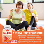 Calcium 1200 mg with Vitamin D3 Supplement for Adults - Calcium Gummies with Vitamin D3 5000IU, K2, B12 for Women Men - Extra Absorption Calcium Citrate - Natural Strawberry Flavor, 60 Gummies