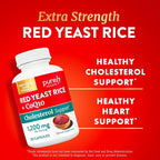 Red Yeast Rice with CoQ10 Supplement | Healthy Cholesterol Levels & Heart Health Support | Extra Strength Red Yeast Rice 1200 MG (600 MG Per Capsule) with Monakolin K | No Citrinin, Non-GMO | 120 Ct