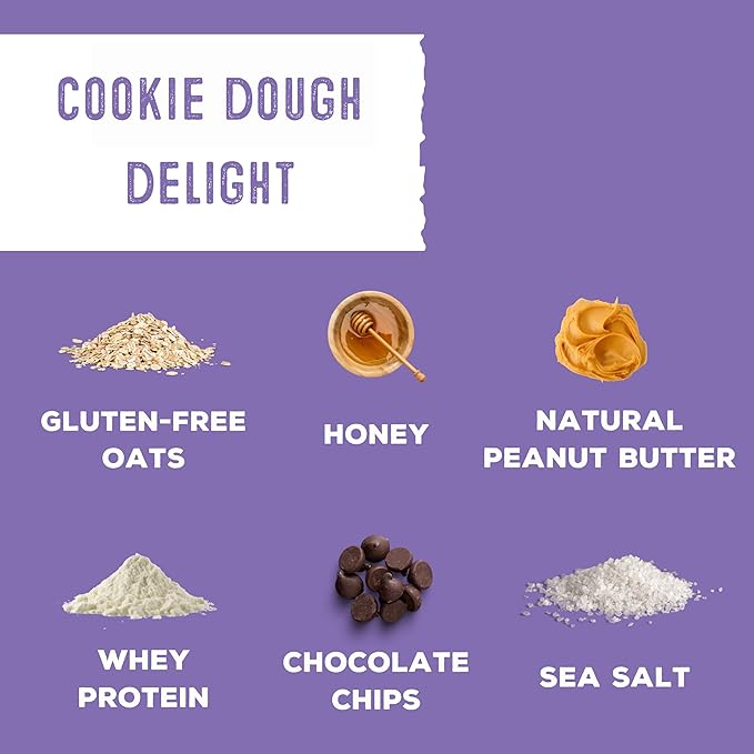 simplyFUEL Whole-Food Protein Balls (Cookie Dough Delight), 8 g High-Protein, Gluten-Free, Healthy Snack for Adults & Kids, 9.6 oz