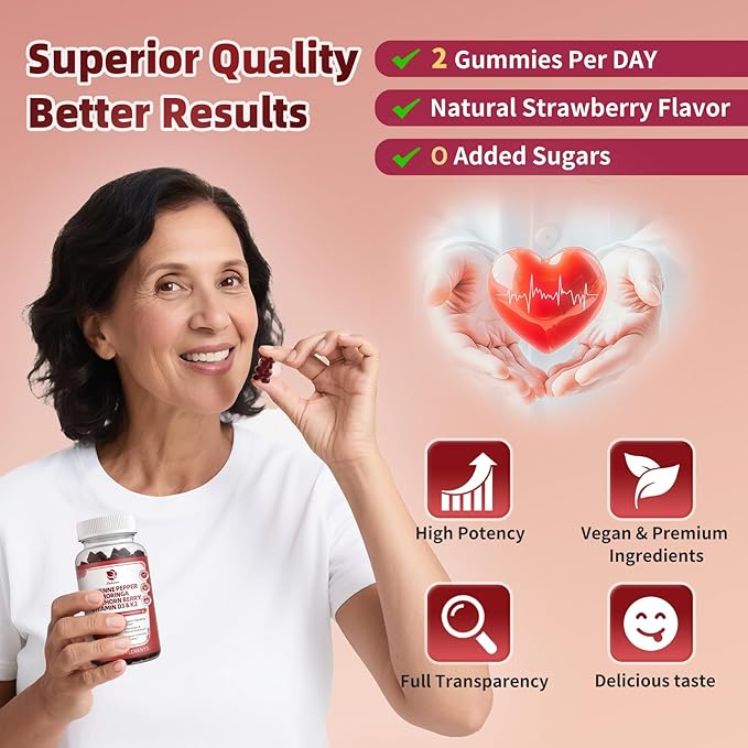 (2 Pack)16 in 1 Cayenne Pepper Gummies- Sugar-Free Capsaicin Supplements Complex w/Moringa, Hawthorn, Beet Root - Plus Wormwood, Citrus Bergamot Support Circulation* & Overall Wellness* - 60 CT