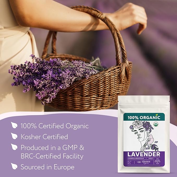 Culinary Lavender Flowers Organic - Dried Food Grade Lavender for Drinks, Cooking & Baking - Edible & Aromatic – Té de Lavanda Natural - 3oz.
