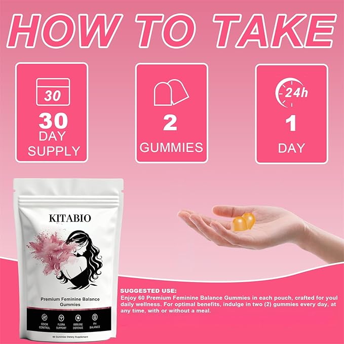 Feminine Balance Gummies - Women’s Premium Gummies | Hawaiian Pineapple - pH Balance | Low Sugar - Gluten-Free (60 Vegan)