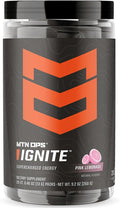 MTN OPS Ignite Sugar Free Energy Drink Powder Trail Packs with 200mg Caffeine, Travel Pre Workout Packets for to-Go Energy, Nootropic Blend, L Arginine & L Citrulline, 20 Servings, Pink Lemonade