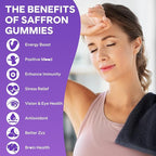 Saffron Gummies for Kids & Adults, 10-in-1 Cortisol Supplement with Saffron 88.5mg, Vitamin D3, B6, Magnesium, Zinc, Ashwagandha, L-Theanine, St. John's Wort, for Emotions, Zzz, 60 Count