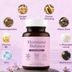Hormonal Balance Supplements for Women - Weight Management for Menopause Relief, Support Mood & Energy, with Ashwagandha, Ginger Root, 60 Capsules