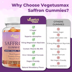 Saffron Supplements Gummies, 88.5mg Pure Saffron Extract with Ashwagandha L-Theanine Rhodiola Rosemary Magnesium Vitamin B6 B12 for Mood Focus Support Adults Kids - 60 Count