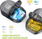 AUVON Canvas Bag Travel Pill Organizer 2 Times a Day, Large AM/PM Weekly Pill Box 7 Day Pill Case with Portable Gray Zipper Cloth Bag for Holding Supplements, Vitamins and Fish Oils
